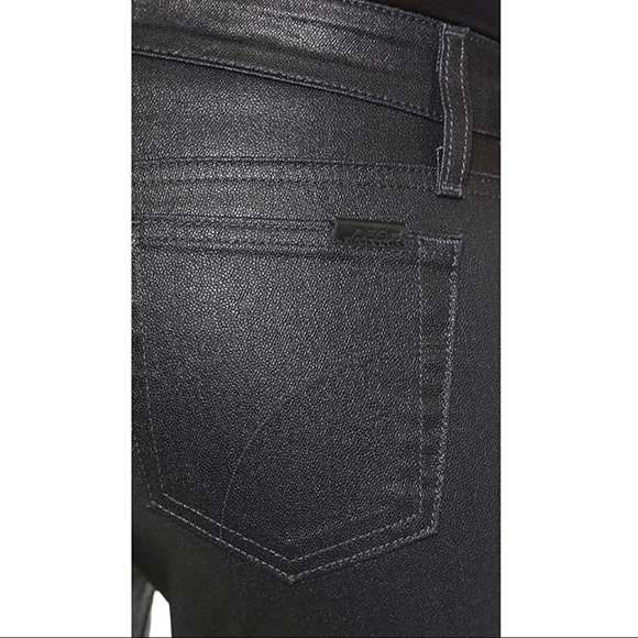 Coated Mid Rise Skinny Jeans in Gunmetal - Picture 4 of 8
